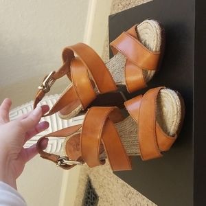 Schutz Cognac Leather Strappy Sandals- Size 6
